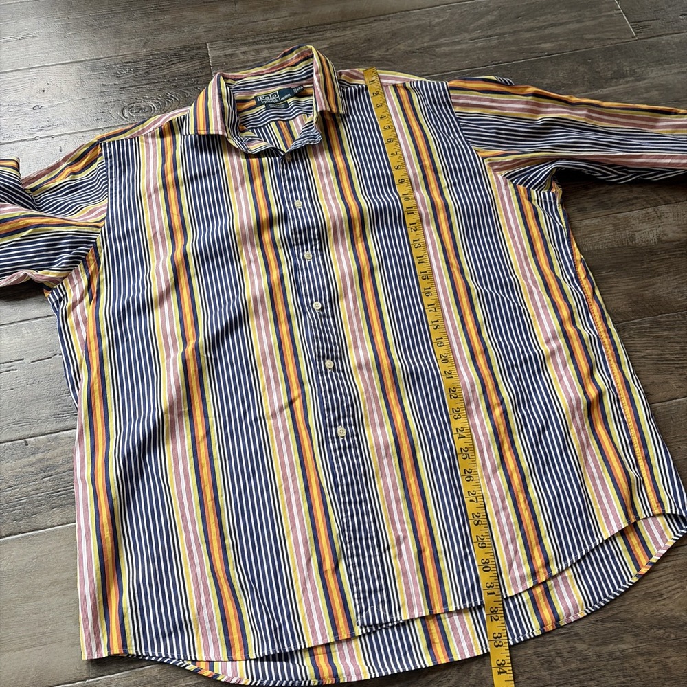 Polo Ralph Lauren Westerton Long Sleeve Cotton Shirt 2XL XXL Striped‎ Dandy - Picture 4 of 6